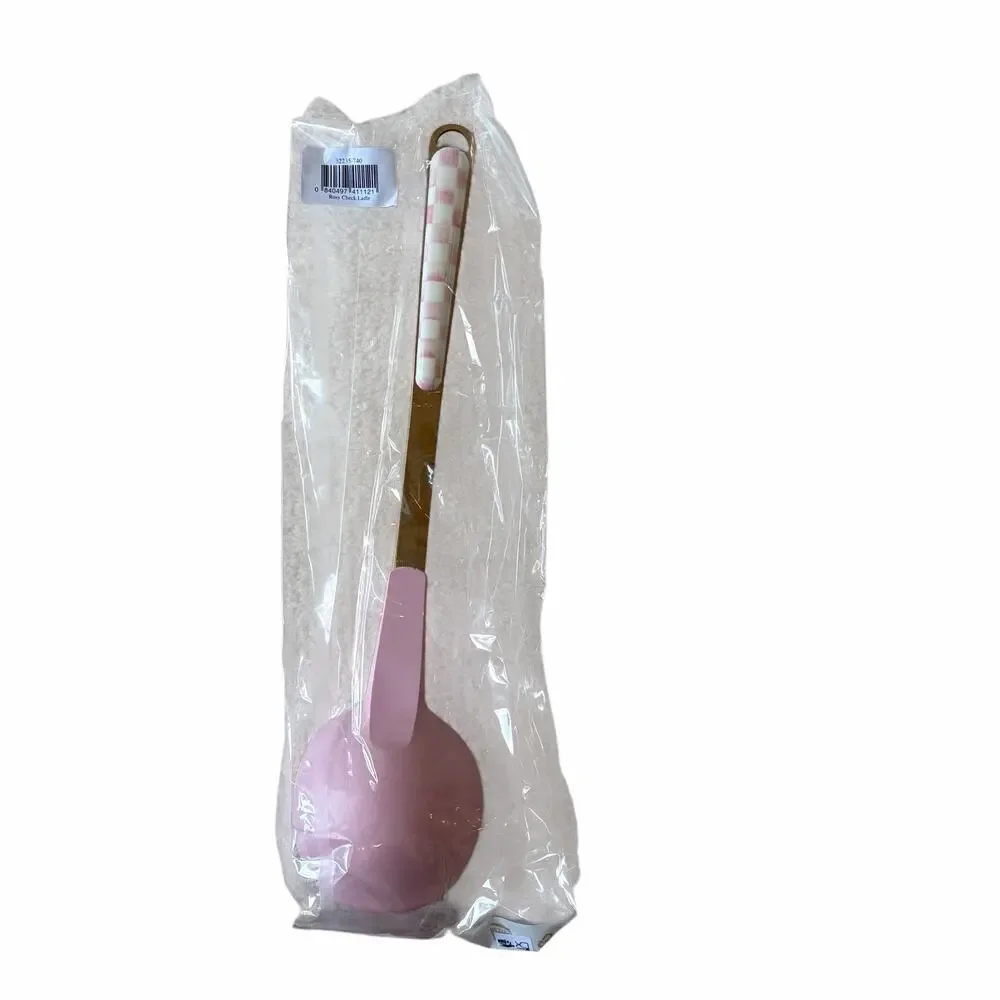 MacKenzie-Childs Rosy Check Ladle Coquette Pink and White Kitchen NEW